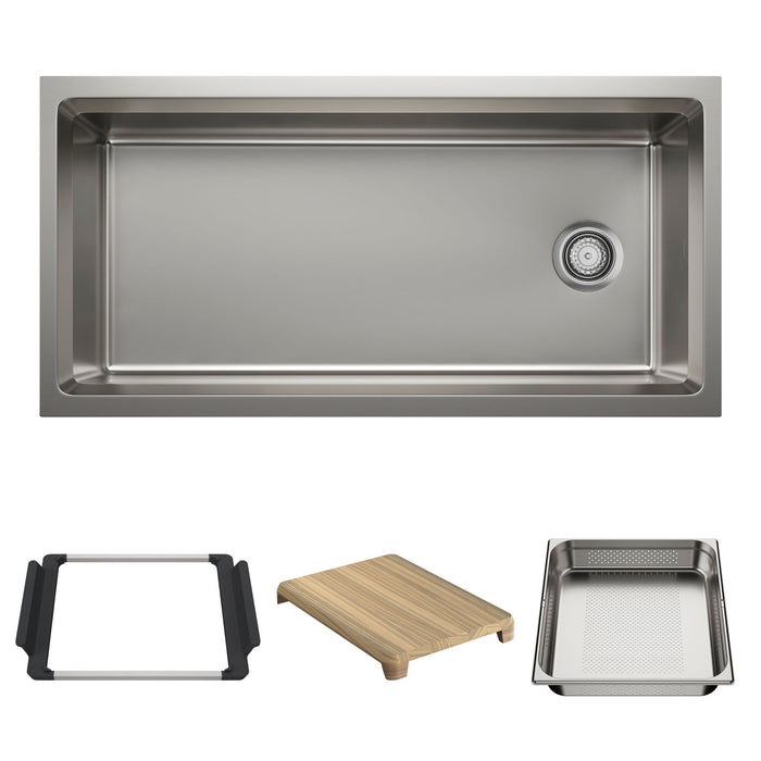 BLANCO Inteos 39" Single Bowl Reversible Undermount Stainless Steel Workstation Kitchen Sink - Satin Polish
