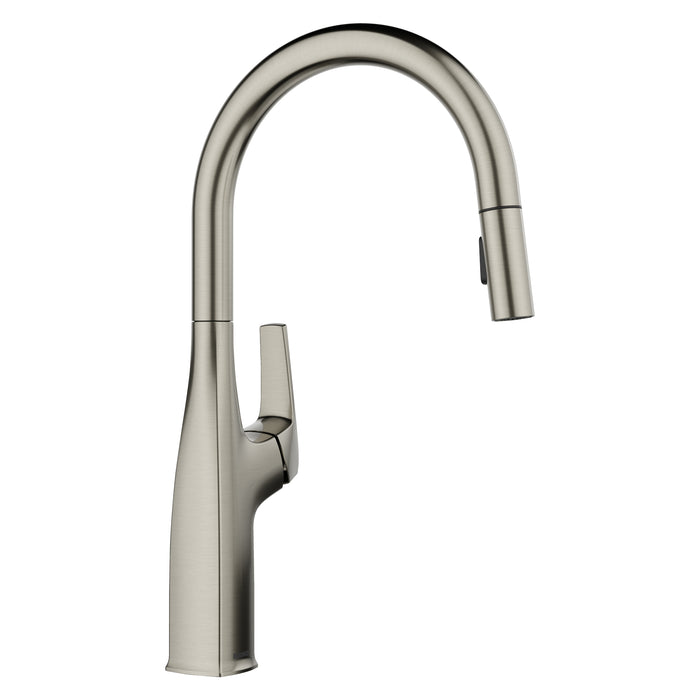 BLANCO Rivana High Arc Pull-Down Dual-Spray Kitchen Faucet - Satin Platinum