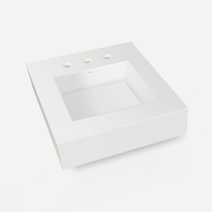 Robern Engineered Stone Top Integrated Basin Vanity Top, 24" x 6" x 23", Center Integrated Sink, Three Hole, For Skaarsg