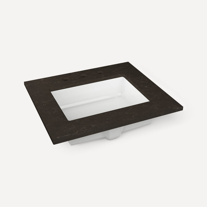 Robern Engineered Stone Top Quartz Stone Vanity Top, 24" x 1-1/8" x 23", Center Undercounter Sink, Three Hole, For Senda