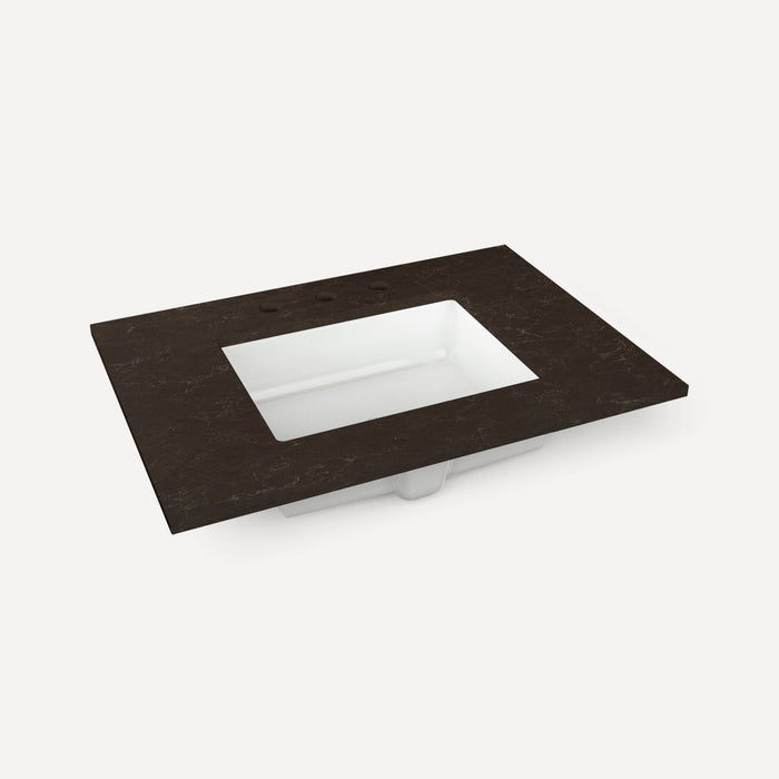 Robern Engineered Stone Top Quartz Stone Vanity Top, 30" x 1-1/8" x 23", Center Undercounter Sink, Three Hole, For Senda