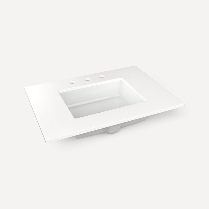 Robern Engineered Stone Top Quartz Stone Vanity Top, 30" x 1-1/8" x 23", Center Undercounter Sink, Three Hole, For Senda