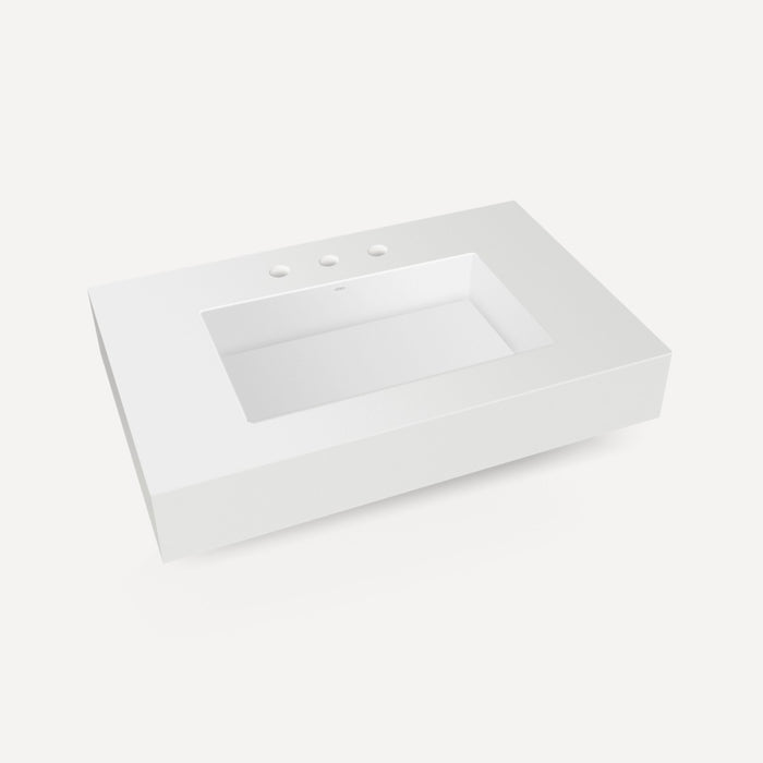 Robern Engineered Stone Top Integrated Basin Vanity Top, 36" x 6" x 23", Center Integrated Sink, Three Hole, For Bodo an