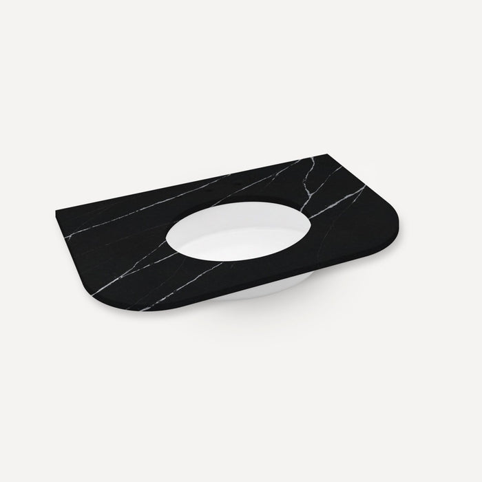 Robern Engineered Stone Top Quartz Stone Vanity Top, 36" x 1-1/8" x 23", Center Undercounter Sink, Three Hole, For Roseb