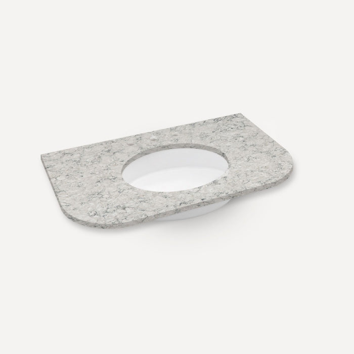 Robern Engineered Stone Top Quartz Stone Vanity Top, 36" x 1-1/8" x 23", Center Undercounter Sink, Three Hole, For Roseb