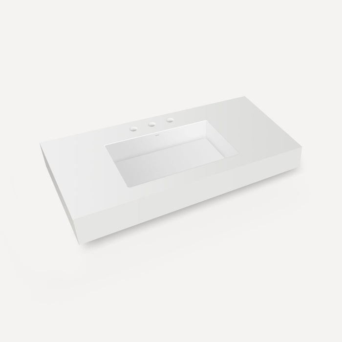 Robern Engineered Stone Top Integrated Basin Vanity Top, 48" x 6" x 23", Center Integrated Sink, Three Hole, For Skaarsg