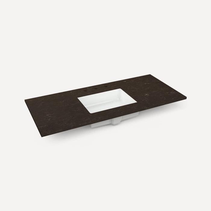Robern Engineered Stone Top Quartz Stone Vanity Top, 48" x 1-1/8" x 23", Center Undercounter Sink, Three Hole, For Senda