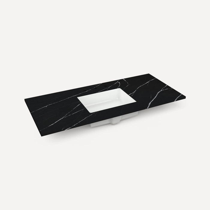 Robern Engineered Stone Top Quartz Stone Vanity Top, 48" x 1-1/8" x 23", Center Undercounter Sink, Three Hole, For Senda