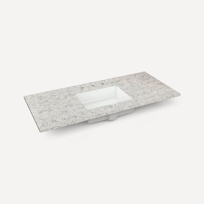 Robern Engineered Stone Top Quartz Stone Vanity Top, 48" x 1-1/8" x 23", Center Undercounter Sink, Three Hole, For Senda