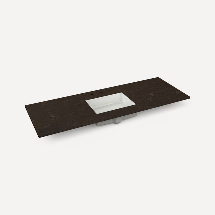 Robern Engineered Stone Top Quartz Stone Vanity Top, 56" x 1-1/8" x 23", Center Undercounter Sink, Three Hole, For Alisa