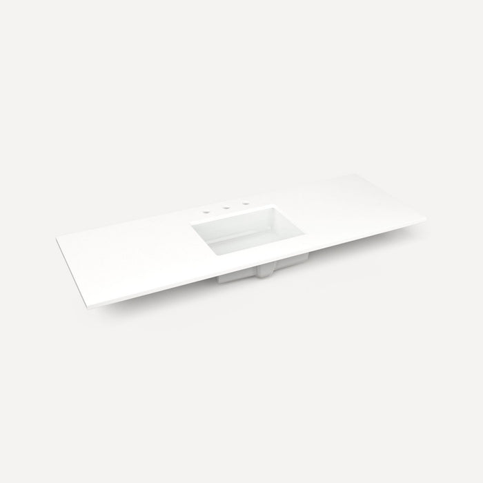 Robern Engineered Stone Top Quartz Stone Vanity Top, 56" x 1-1/8" x 23", Center Undercounter Sink, Three Hole, For Alisa