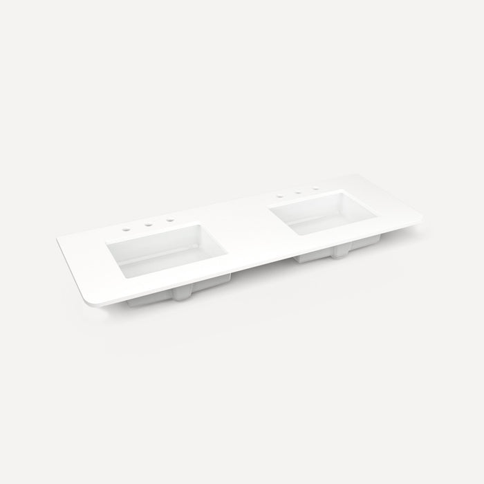 Robern Engineered Stone Top Quartz Stone Vanity Top, 60" x 1-1/8" x 23", Double Undercounter Sink, Three Hole, For Helde