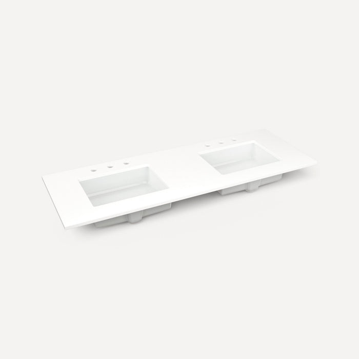 Robern Engineered Stone Top Quartz Stone Vanity Top, 60" x 1-1/8" x 23", Double Undercounter Sink, Three Hole, For Senda