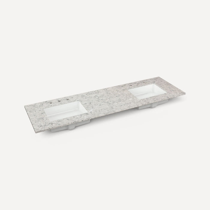 Robern Engineered Stone Top Quartz Stone Vanity Top, 72" x 1-1/8" x 23", Double Undercounter Sink, Three Hole, For Willo