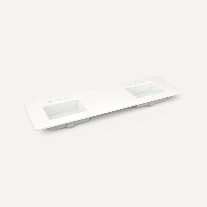 Robern Engineered Stone Top Quartz Stone Vanity Top, 72" x 1-1/8" x 23", Double Undercounter Sink, Three Hole, For Willo