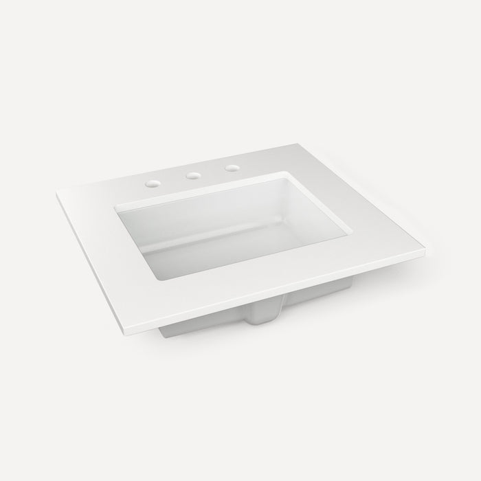 Robern Engineered Stone Top Quartz Stone Vanity Top, 25" x 3/4" x 22", Center Undercounter Sink, Three Hole, For Islamor