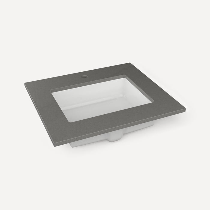 Robern Engineered Stone Top Quartz Stone Vanity Top, 25" x 3/4" x 22", Center Undercounter Sink, Single Hole, For Islamo