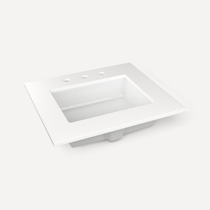 Robern Engineered Stone Top Quartz Stone Vanity Top, 25" x 3/4" x 22", Center Undercounter Sink, Three Hole, For Islamor