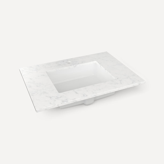 Robern Engineered Stone Top Quartz Stone Vanity Top, 31" x 3/4" x 22", Center Undercounter Sink, Single Hole, For Islamo