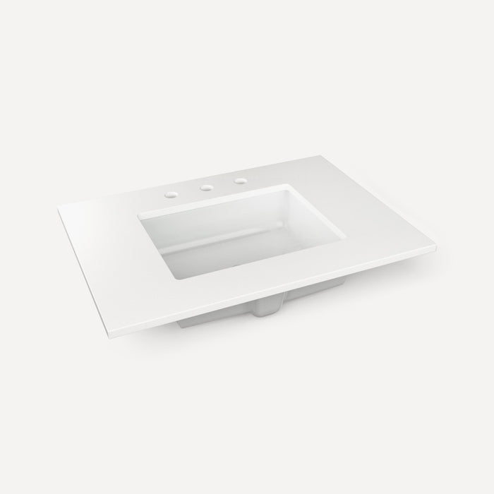 Robern Engineered Stone Top Quartz Stone Vanity Top, 31" x 3/4" x 22", Center Undercounter Sink, Three Hole, For Islamor