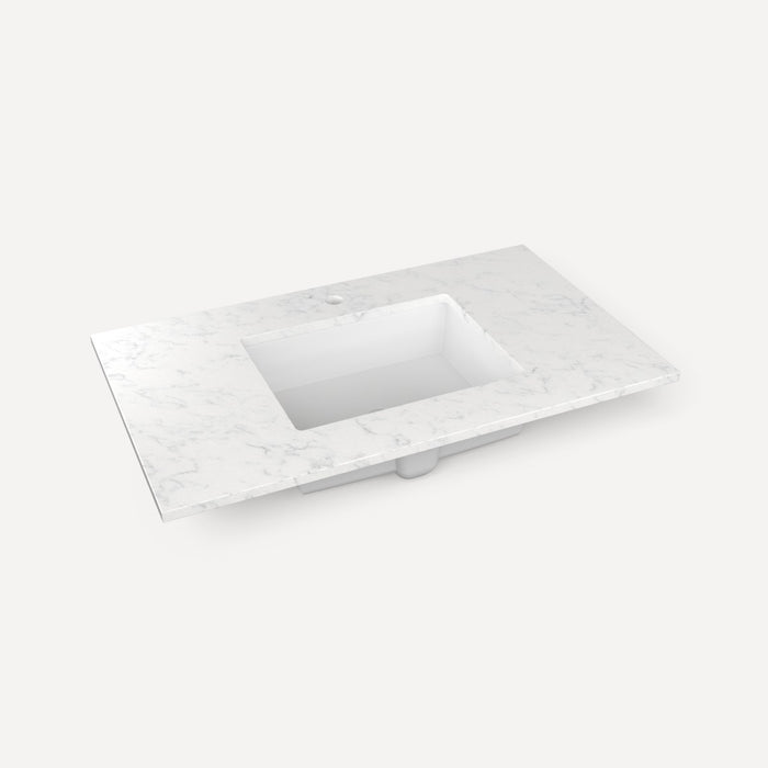 Robern Engineered Stone Top Quartz Stone Vanity Top, 37" x 3/4" x 22", Center Undercounter Sink, Single Hole, For Islamo