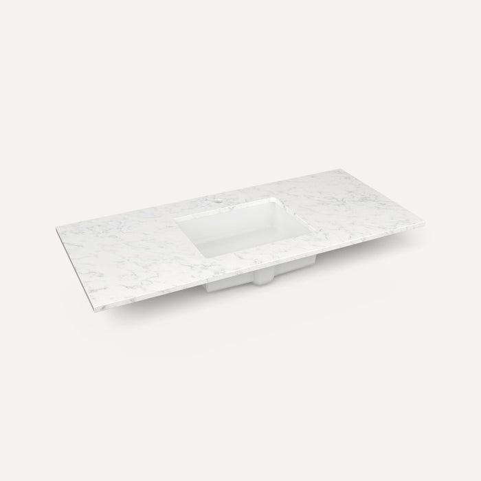 Robern Engineered Stone Top Quartz Stone Vanity Top, 49" x 3/4" x 22", Center Undercounter Sink, Single Hole, For Islamo