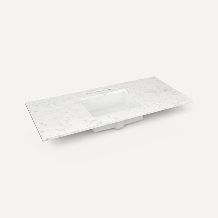 Robern Engineered Stone Top Quartz Stone Vanity Top, 49" x 3/4" x 22", Center Undercounter Sink, Three Hole, For Islamor