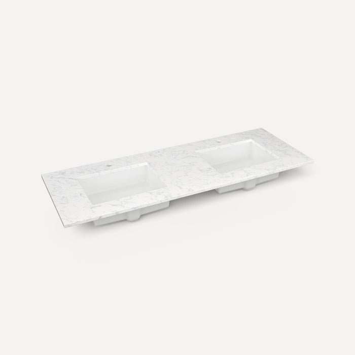 Robern Engineered Stone Top Quartz Stone Vanity Top, 61" x 3/4" x 22", Double Undercounter Sink, Single Hole, For Islamo