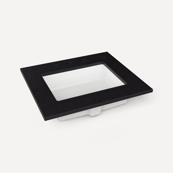 Robern Engineered Stone Top Quartz Stone Vanity Top, 25" x 3/4" x 22", Center Undercounter Sink, Three Hole