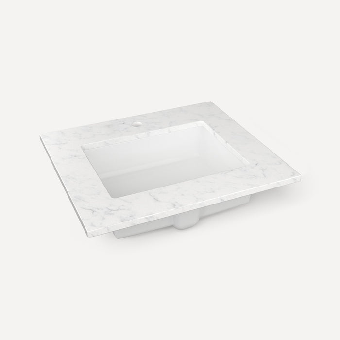 Robern Engineered Stone Top Quartz Stone Vanity Top, 25" x 3/4" x 22", Center Undercounter Sink, Single Hole