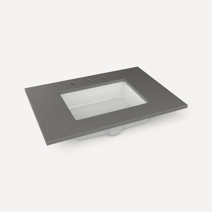 Robern Engineered Stone Top Quartz Stone Vanity Top, 31" x 3/4" x 22", Center Undercounter Sink, Three Hole