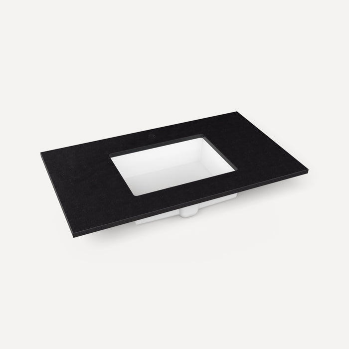Robern Engineered Stone Top Quartz Stone Vanity Top, 37" x 3/4" x 22", Center Undercounter Sink, Single Hole