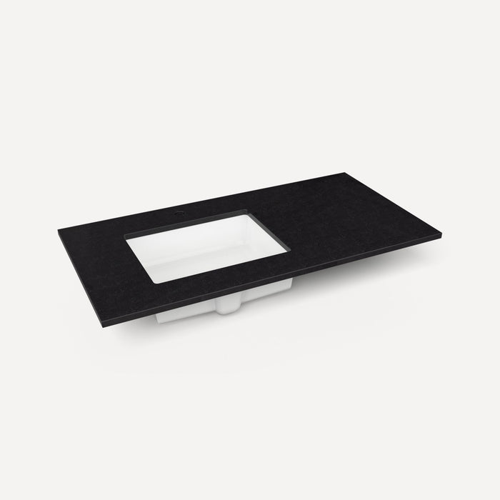 Robern Engineered Stone Top Quartz Stone Vanity Top, 43" x 3/4" x 22", Left Offset Undercounter Sink, Single Hole