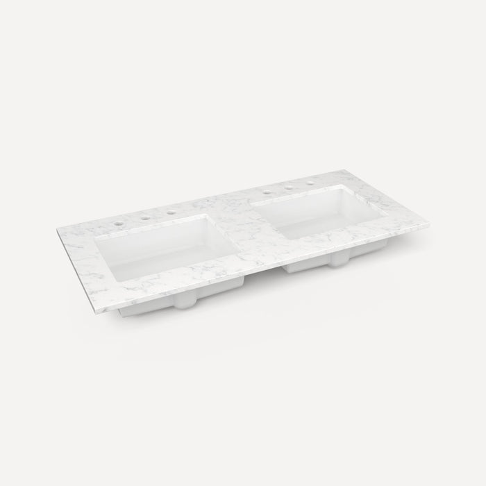 Robern Engineered Stone Top Quartz Stone Vanity Top, 49" x 3/4" x 22", Double Undercounter Sink, Three Hole