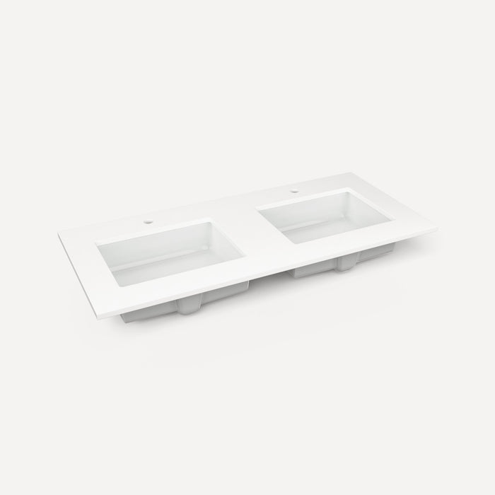 Robern Engineered Stone Top Quartz Stone Vanity Top, 49" x 3/4" x 22", Double Undercounter Sink, Single Hole