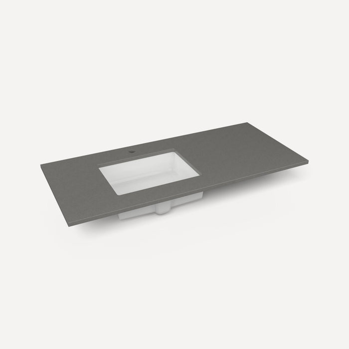 Robern Engineered Stone Top Quartz Stone Vanity Top, 49" x 3/4" x 22", Left Offset Undercounter Sink, Single Hole