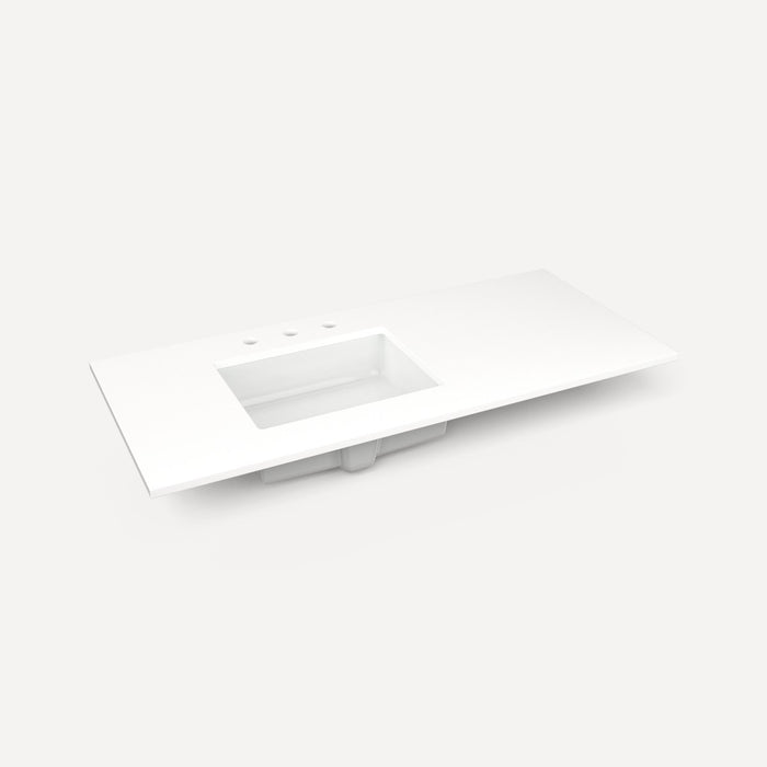 Robern Engineered Stone Top Quartz Stone Vanity Top, 49" x 3/4" x 22", Left Offset Undercounter Sink, Three Hole