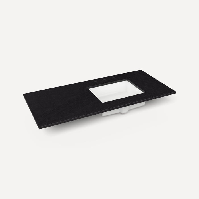 Robern Engineered Stone Top Quartz Stone Vanity Top, 49" x 3/4" x 22", Right Offset Undercounter Sink, Three Hole