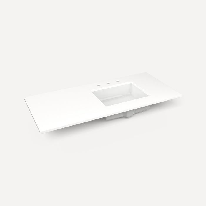 Robern Engineered Stone Top Quartz Stone Vanity Top, 49" x 3/4" x 22", Right Offset Undercounter Sink, Three Hole