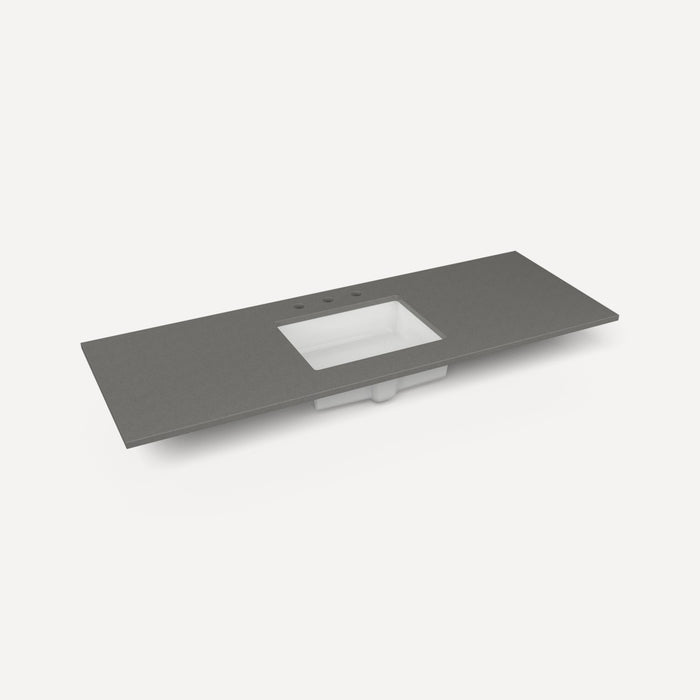 Robern Engineered Stone Top Quartz Stone Vanity Top, 61" x 3/4" x 22", Center Undercounter Sink, Three Hole
