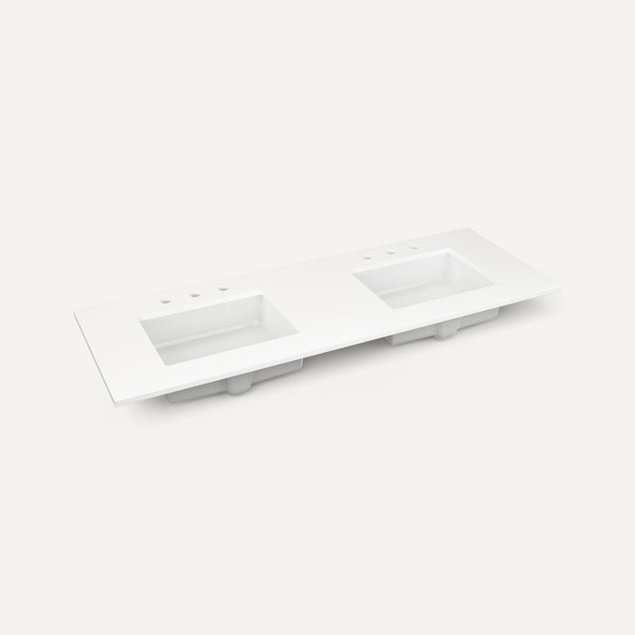Robern Engineered Stone Top Quartz Stone Vanity Top, 61" x 3/4" x 22", Double Undercounter Sink, Three Hole
