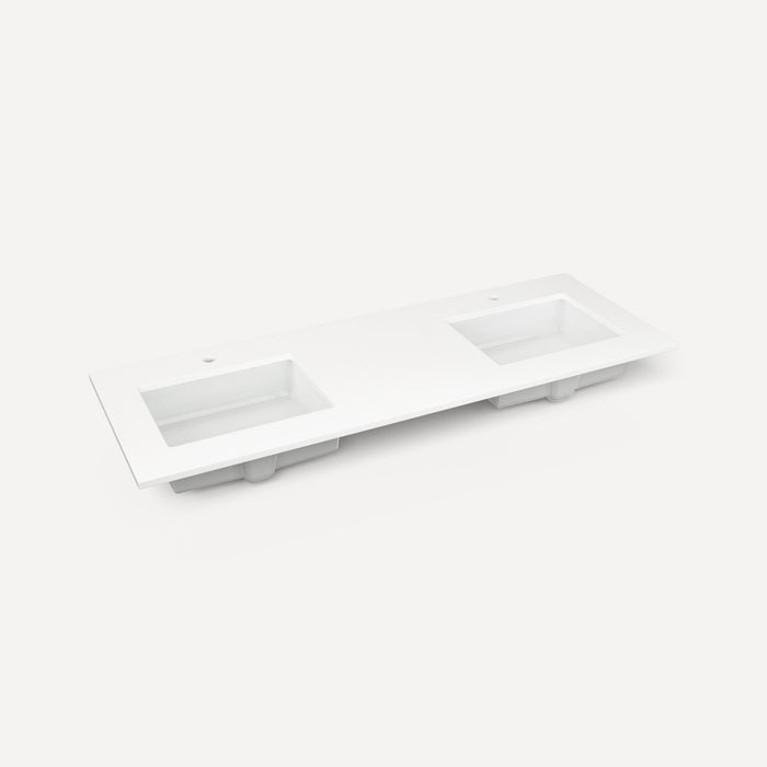 Robern Engineered Stone Top Quartz Stone Vanity Top, 61" x 3/4" x 22", Double Undercounter Sink, Single Hole