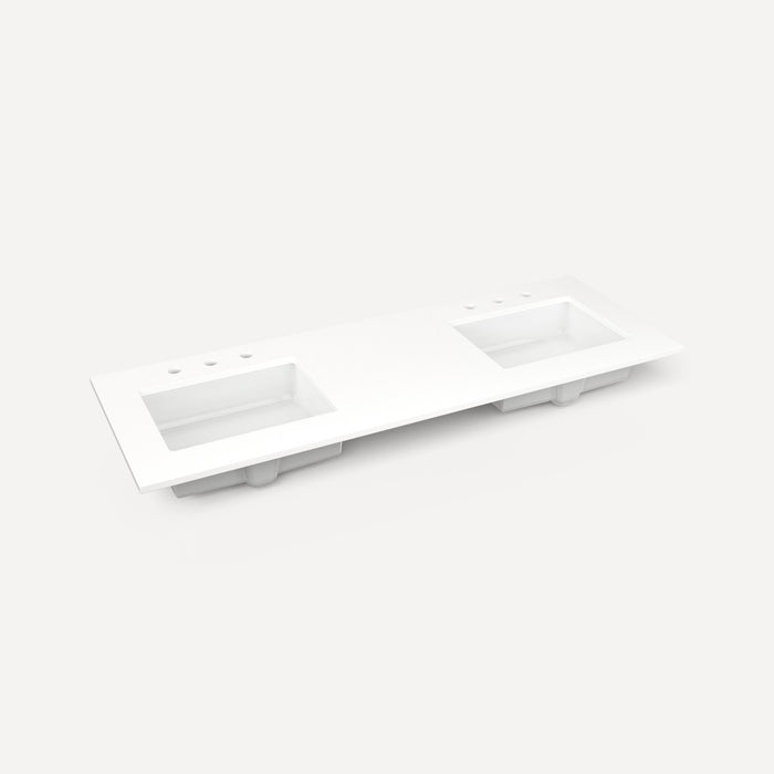 Robern Engineered Stone Top Quartz Stone Vanity Top, 61" x 3/4" x 22", Double Undercounter Sink, Three Hole