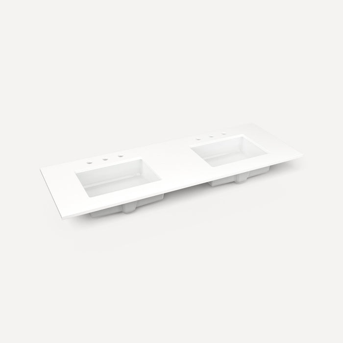 Robern Engineered Stone Top Quartz Stone Vanity Top, 61" x 3/4" x 22", Double Undercounter Sink, Three Hole