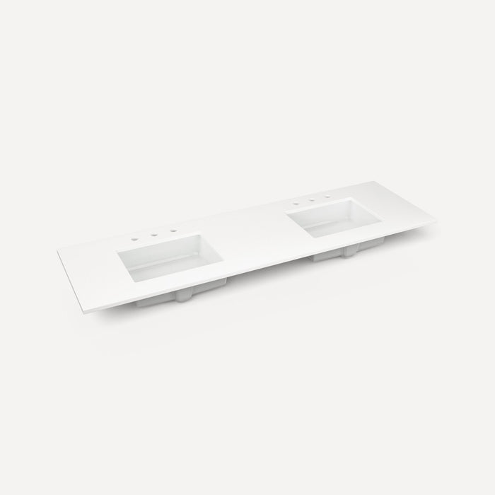 Robern Engineered Stone Top Quartz Stone Vanity Top, 73" x 3/4" x 22", Double Undercounter Sink, Three Hole