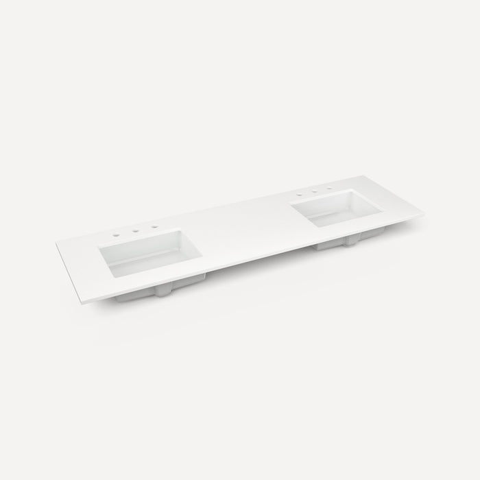 Robern Engineered Stone Top Quartz Stone Vanity Top, 73" x 3/4" x 22", Double Undercounter Sink, Three Hole