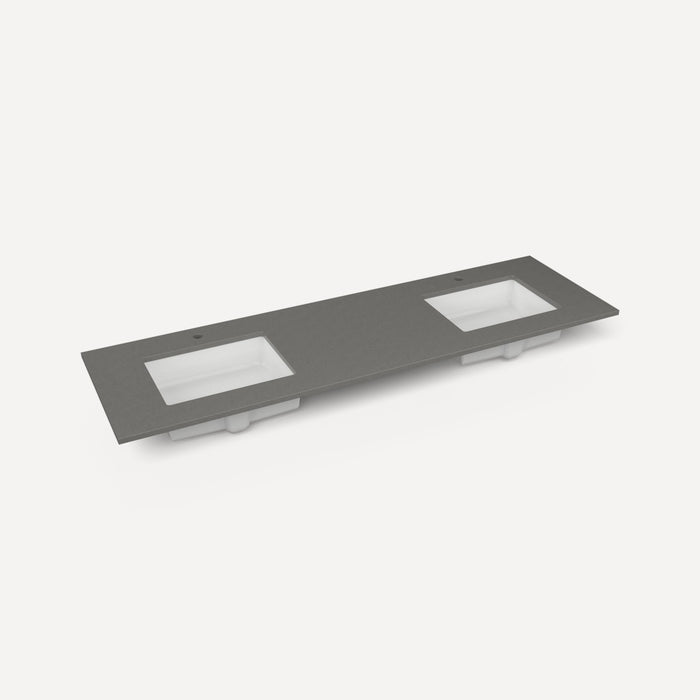 Robern Engineered Stone Top Quartz Stone Vanity Top, 73" x 3/4" x 22", Double Undercounter Sink, Single Hole