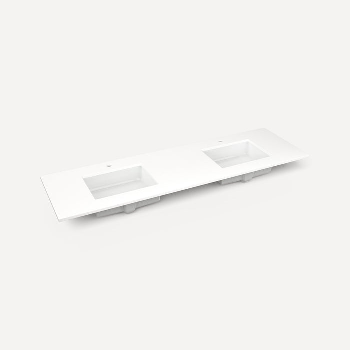 Robern Engineered Stone Top Quartz Stone Vanity Top, 73" x 3/4" x 22", Double Undercounter Sink, Single Hole