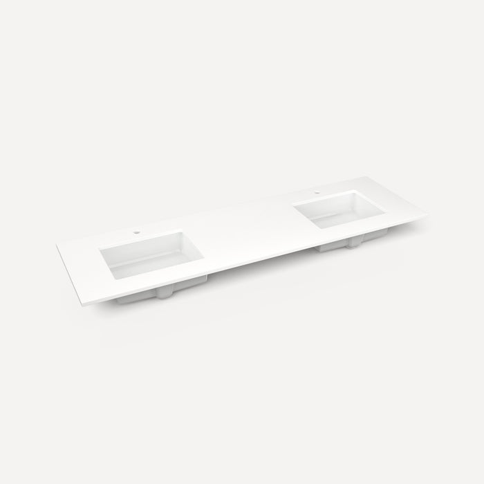 Robern Engineered Stone Top Quartz Stone Vanity Top, 73" x 3/4" x 22", Double Undercounter Sink, Single Hole