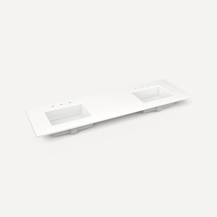 Robern Engineered Stone Top Quartz Stone Vanity Top, 73" x 3/4" x 22", Double Undercounter Sink, Three Hole